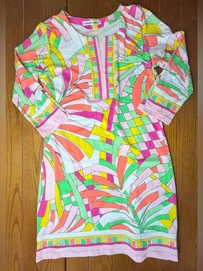 Barbara Gerwit  NWT Pink Green Print Tunic Dress L